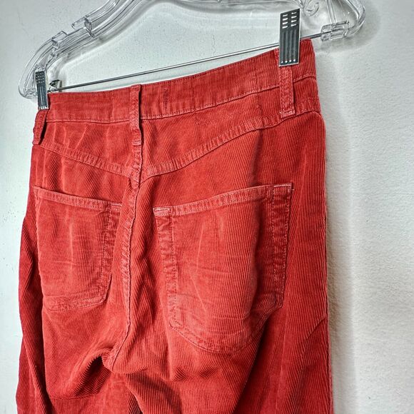 AMO The Chloe Rust Red Corduroy Straight Leg Crop Pant Trousers Washed Red 26 - Picture 7 of 14
